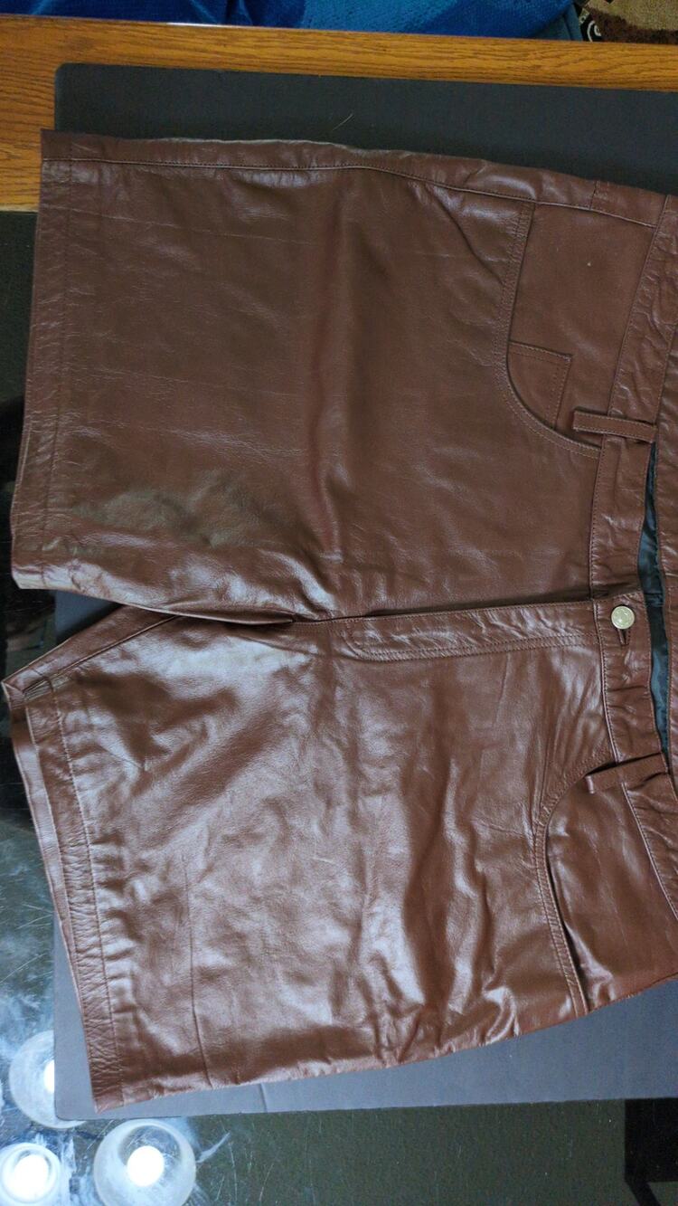 Echtes Leder Mens Genuine Brown Leather Shorts Size 46 Oktoberfest Bavarian